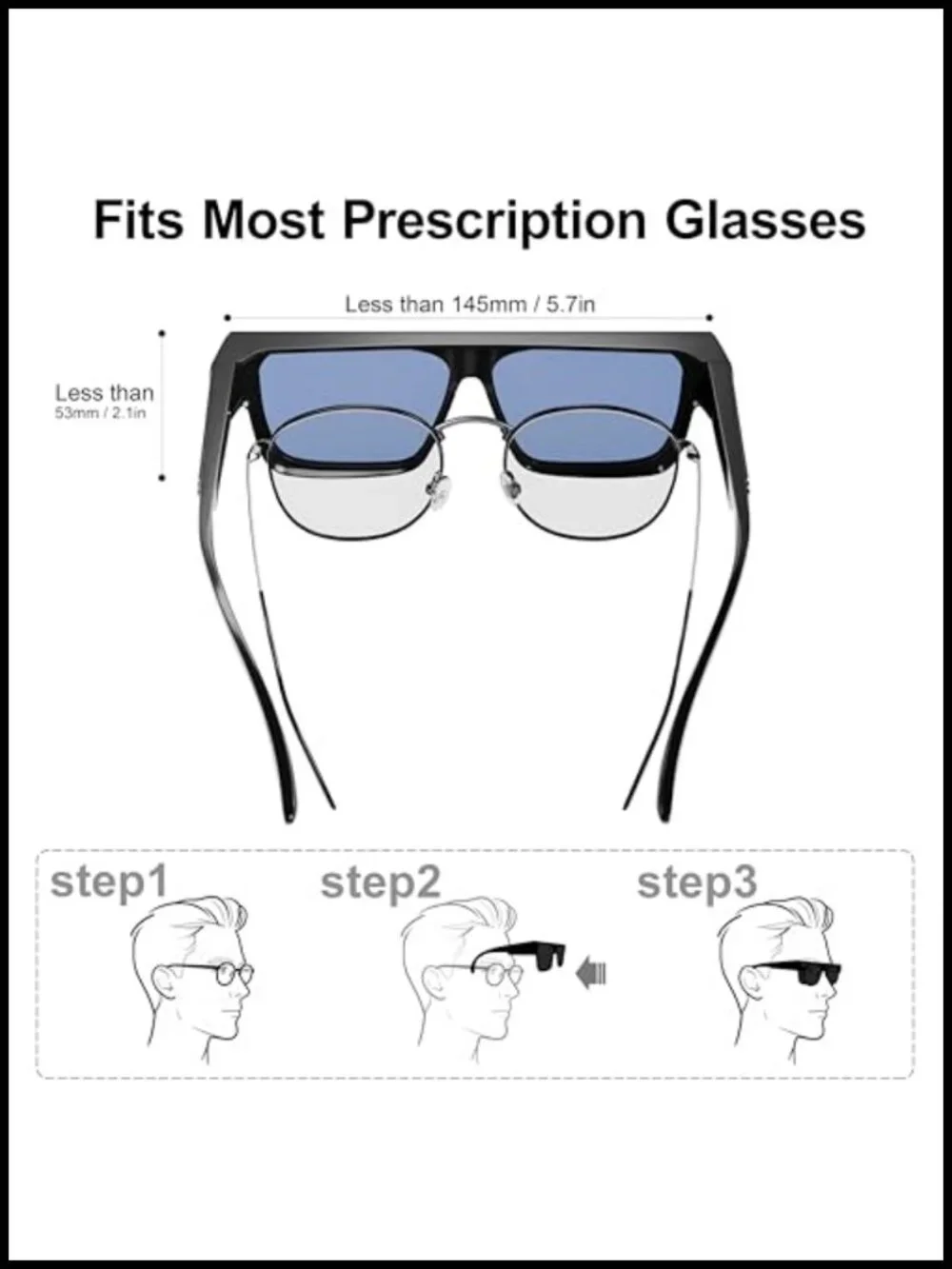 Polarized UV400 Protection Oversized Square TR90 Fit Over Sunglasses for